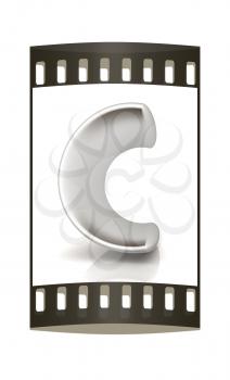 3D metall letter C isolated on white. The film strip