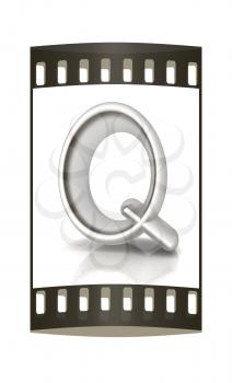 3D metall letter Q isolated on white. The film strip