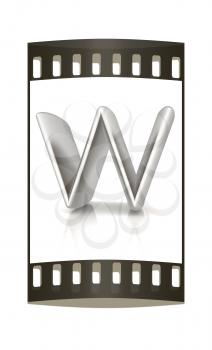 3D metall letter W isolated on white. The film strip
