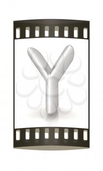 3D metall letter Y isolated on white. The film strip