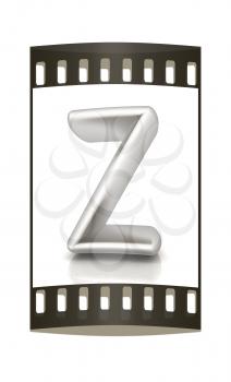 3D metall letter Z isolated on white. The film strip