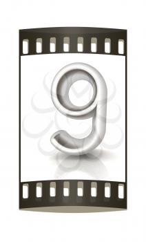 Number 9- nine on white background. The film strip