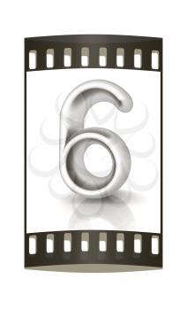 Number 6- six on white background. The film strip