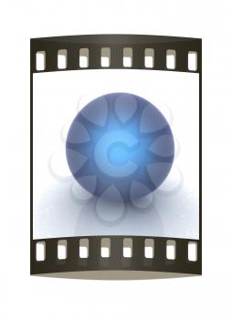 Blue metallic sphere. The film strip