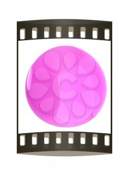 Glossy pink sphere. The film strip