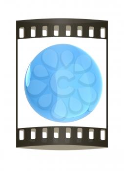 Glossy blue sphere. The film strip