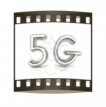 5g modern internet network. 3d text. The film strip
