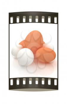 Big egg and eggs. The film strip