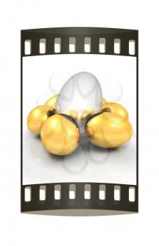 Big egg and gold eggs. The film strip