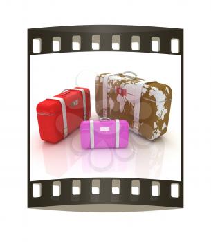 suitcases for travel. The film strip