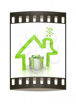 House icon and gifts. The film strip
