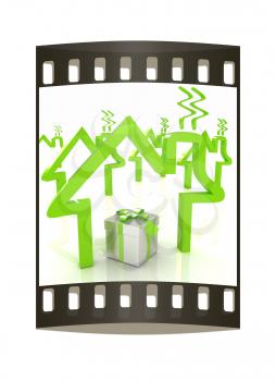 House icons and gift. The film strip