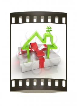 House icon and gift. The film strip