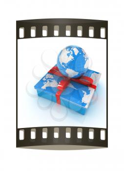 earth for gift on a white background. The film strip