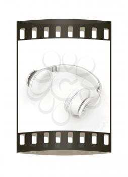 Headphones Isolated on White Background. The film strip
