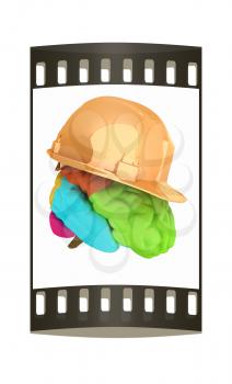 hard hat on brain. The film strip