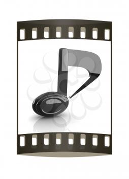 musical note 3D on white background. The film strip
