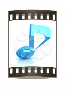 musical note 3D on white background. The film strip