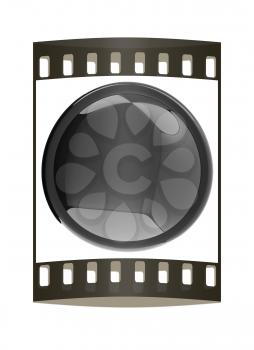 Glossy black button. The film strip