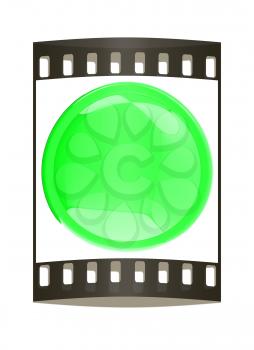 Glossy green button. The film strip