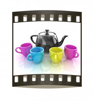 colorfall cups and teapot. The film strip