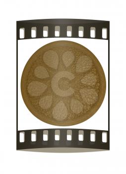 button with leather texture. The film strip