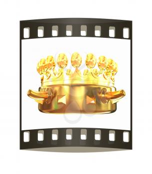 Gold crown isolated on white background. The film strip