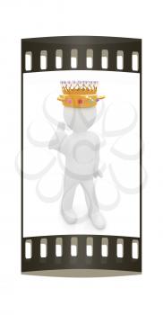 3d people - man, person with a golden crown. King. The film strip