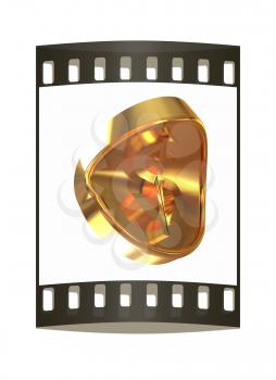 deformed gold coin. The film strip