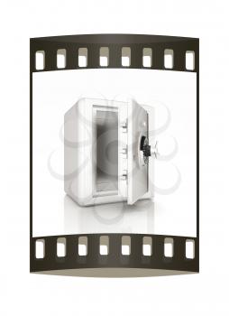 Security metal safe with empty space inside. The film strip 