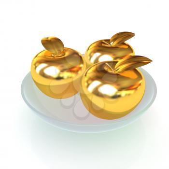 Gold apples on a plate