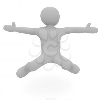 falling 3d man on white background