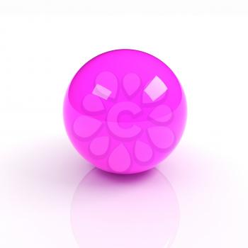 3d pink glossy sphere isolated on white