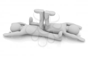 3d mans isolated on white. Series: morning exercises - flexibility exercises and stretching