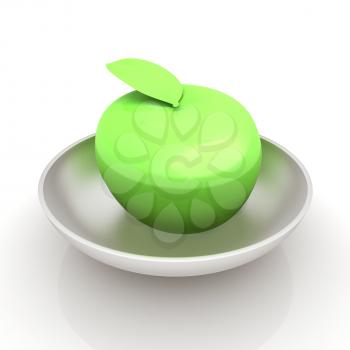 apple in a plate on white