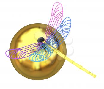 Dragonfly on abstract design sphere