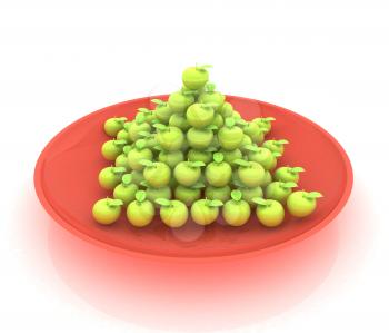 apples in a plate on white
