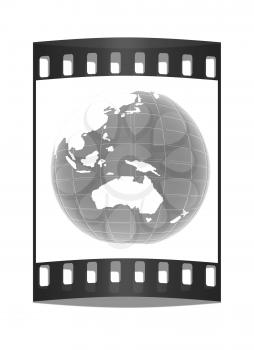 Earth Isolated on white background. The film strip