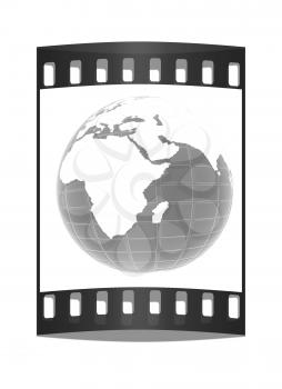 Earth Isolated on white background. The film strip