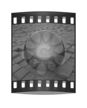 abstract urban background and sphere. The film strip with place for your text