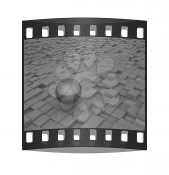 abstract urban background and sphere. The film strip with place for your text