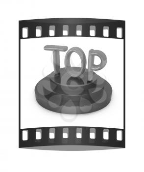 Top icon on white background. 3d rendered image. The film strip with place for your text