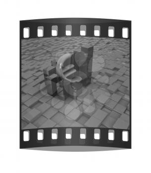 Currency euro business graph on abstract urban background. The film strip