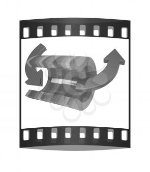 3d colorful abstract cut pipe and arrows on a white background. The film strip