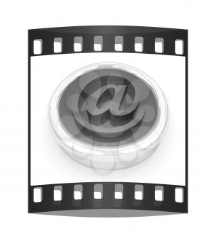 3d button email Internet push  on a white background. The film strip