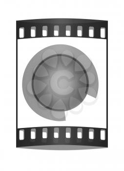 Button sphere with a semicircle isolated on white background. The film strip