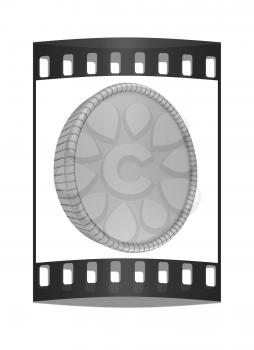 Gold coin. Illustration isolated on white background. 3d render. The film strip