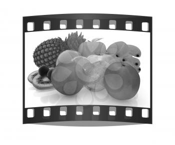 Citrus on a white background. The film strip