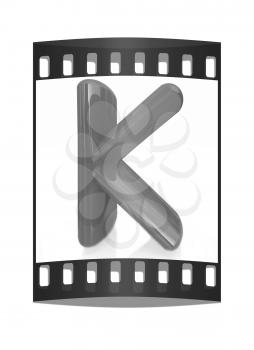 Alphabet on white background. Letter K on a white background. The film strip