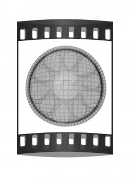 Gold Ball 3d render on a white background. The film strip